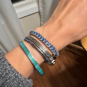Fossil Turquoise Enamel and Blue Crystal Bracelet Stack